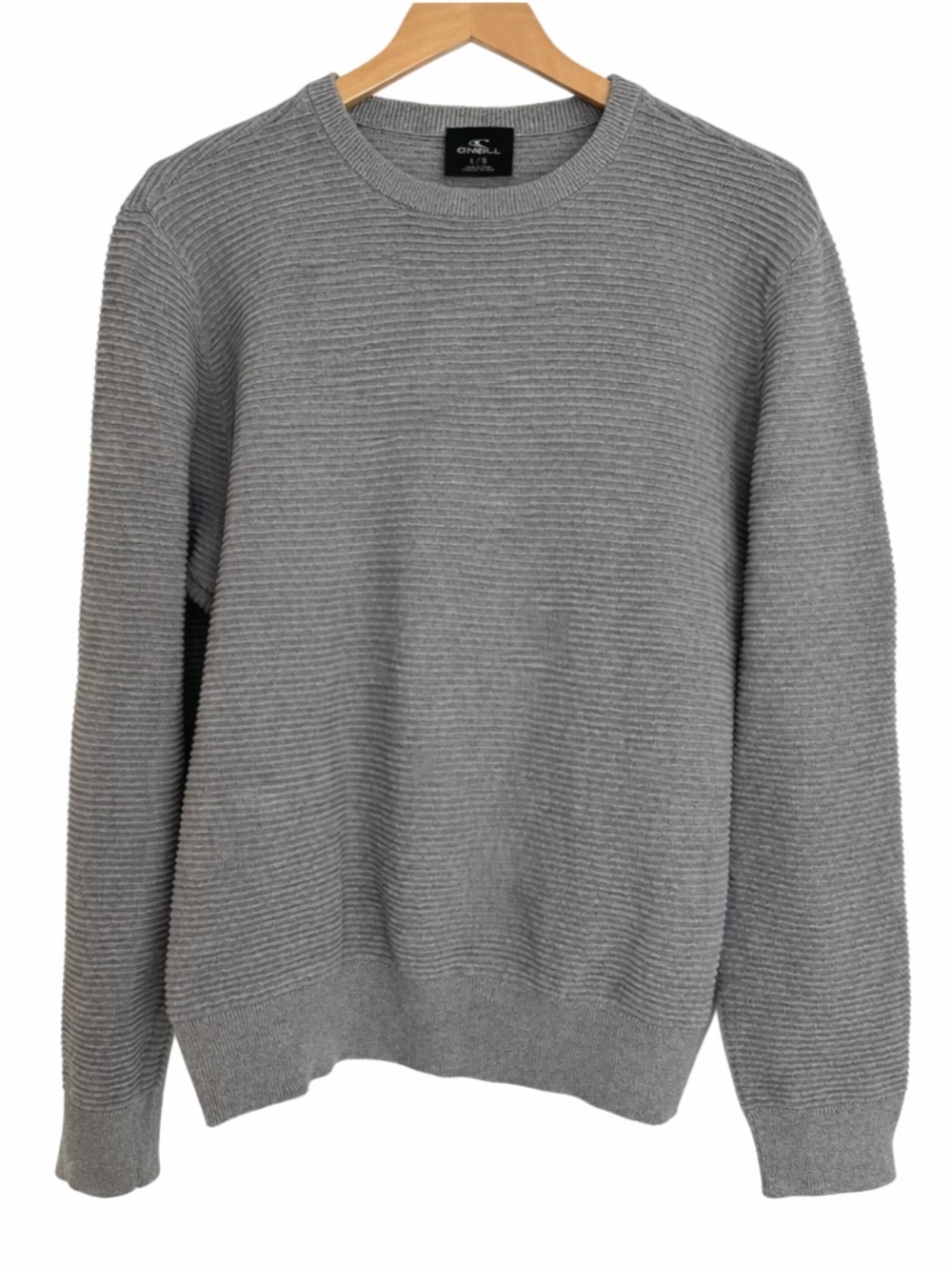 O'Neill Men's Gray Ribbed Crew Neck Sweater - Size large